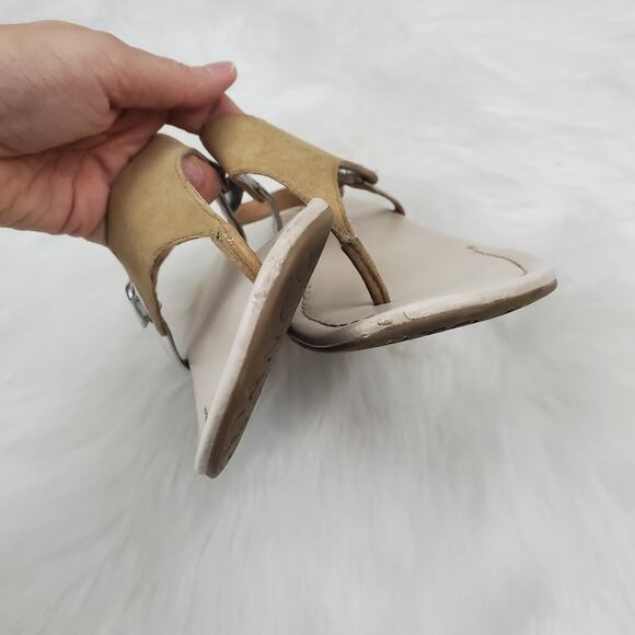 Franco Sarto Size 7.5 Grip Two Tone Leather Wedge Sandal - Picture 6 of 10